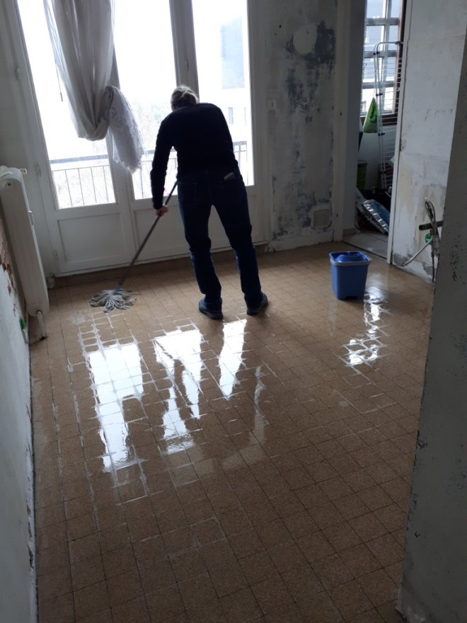 Préparation carrelage de la cuisine